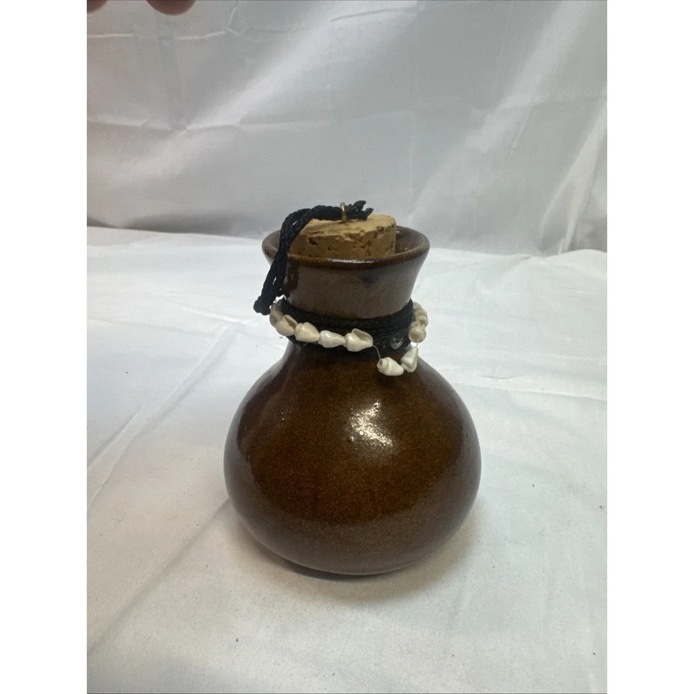 Handmade Hawaii Pottery Square Canister Jar With Cork Lid, Brown Glaze w/‎ Notes